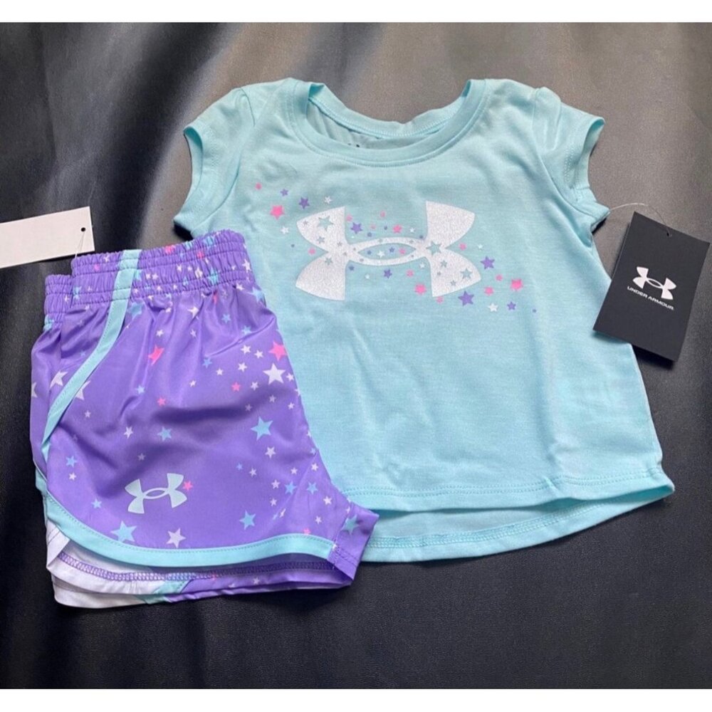 NWT Under Armour Glitter Athletic Set Baby Girls Size 18M